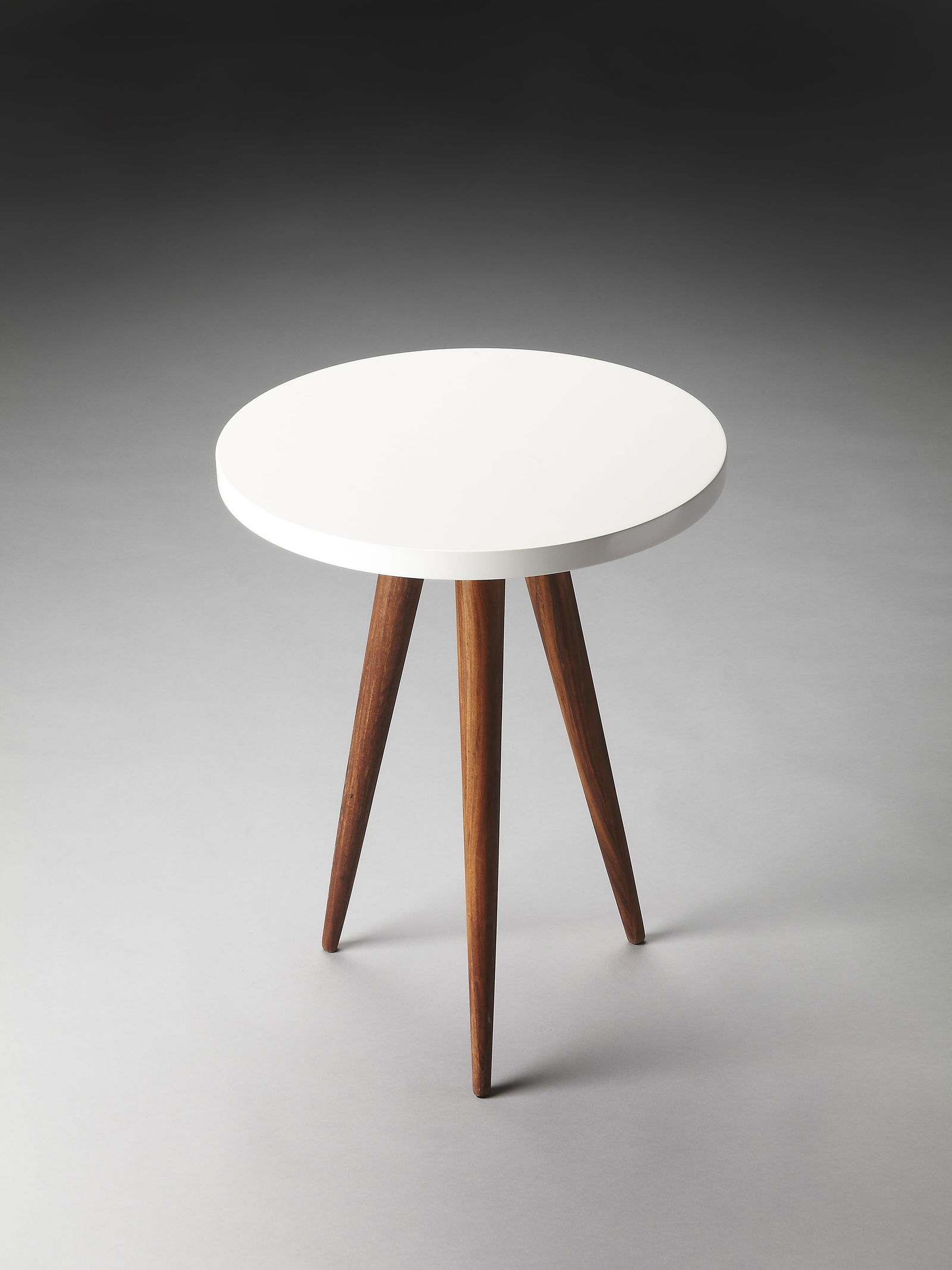 Mid-Century Carlsbad Round Table Butler Acacia MDF White (1 of 2)