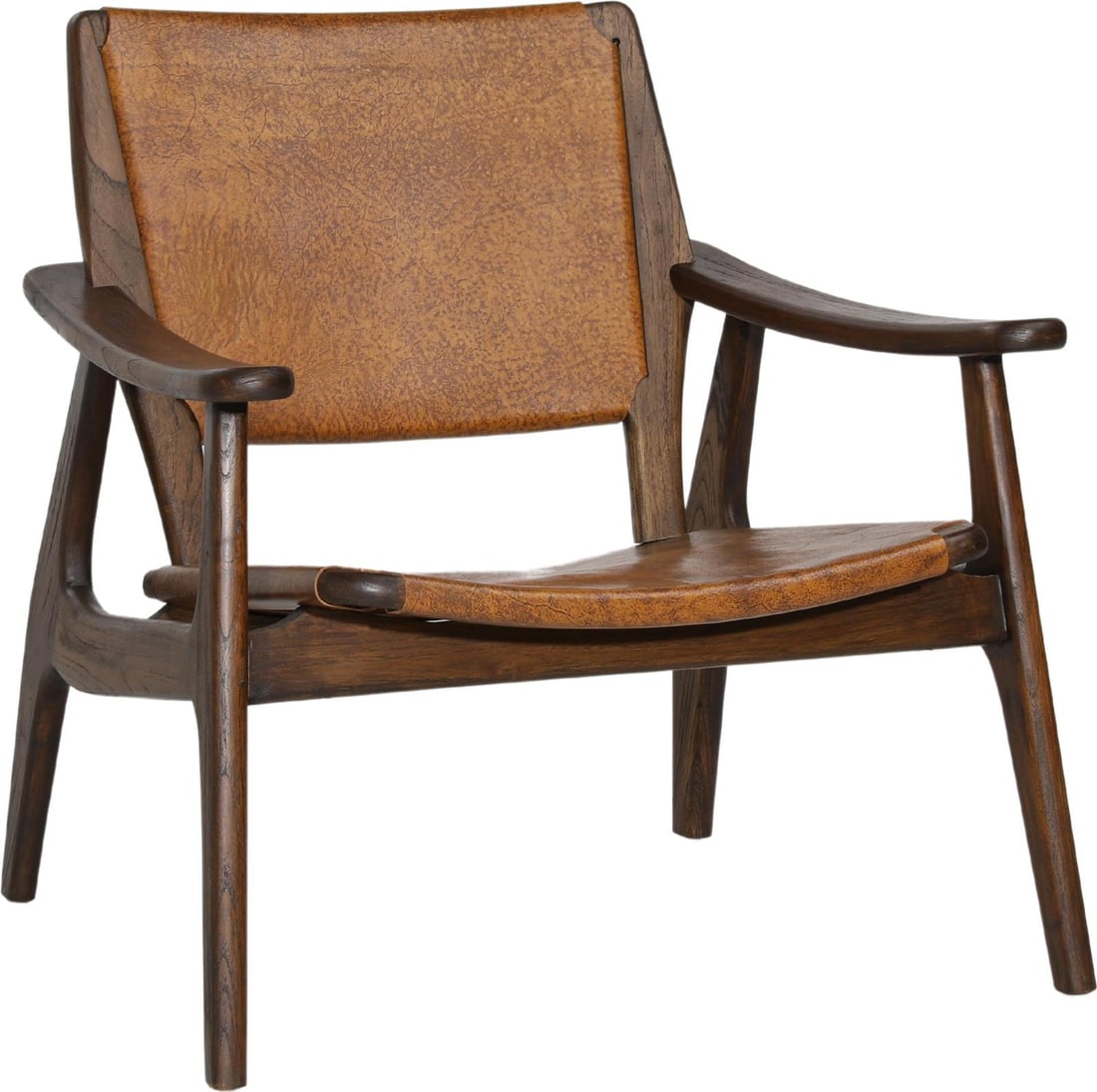 Dania Occasional Chair Brown Genuine Leather Teak Wood (1 of 2)
