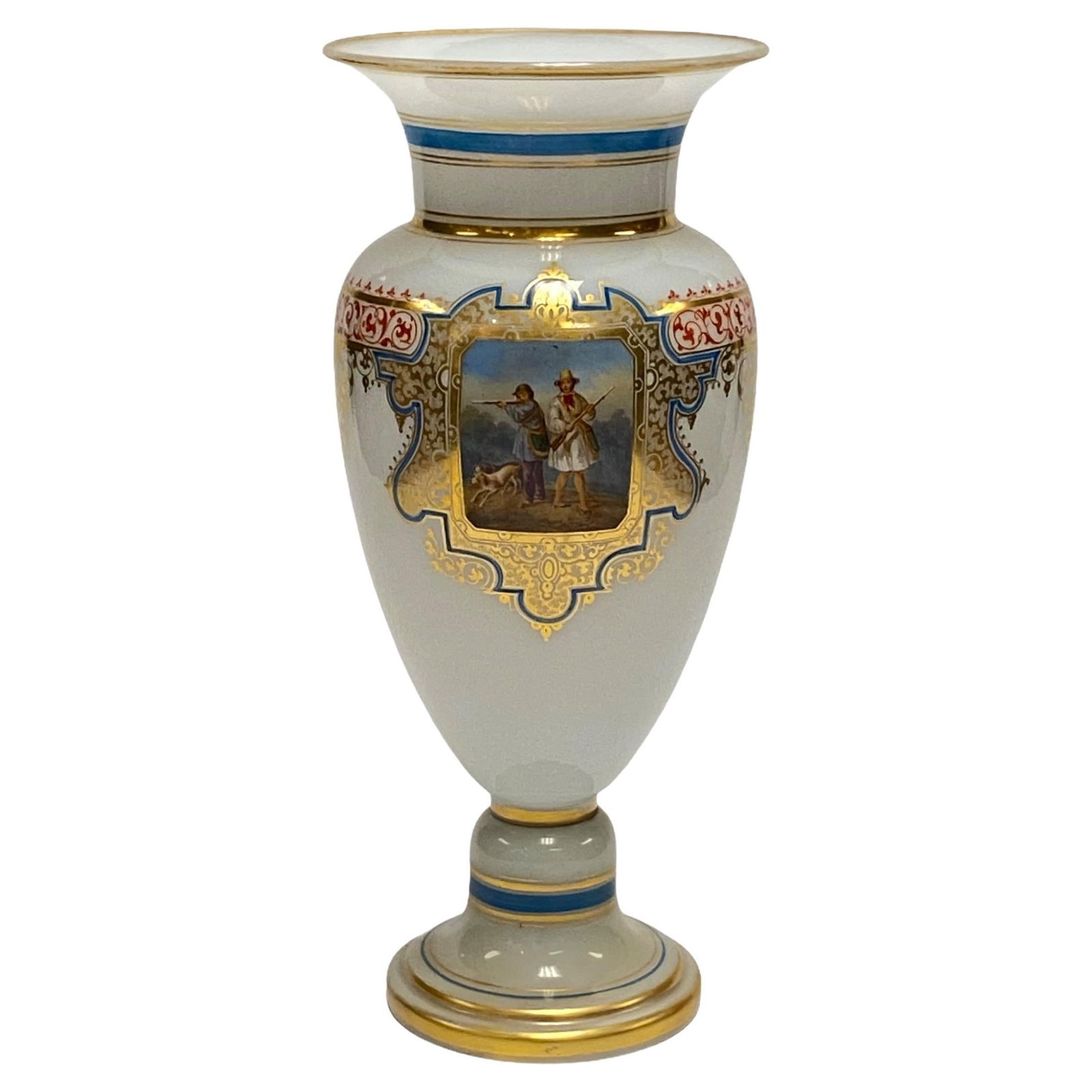 19th Century French Opaline Glass Vase Depicting Hunting Motif (1 of 6)