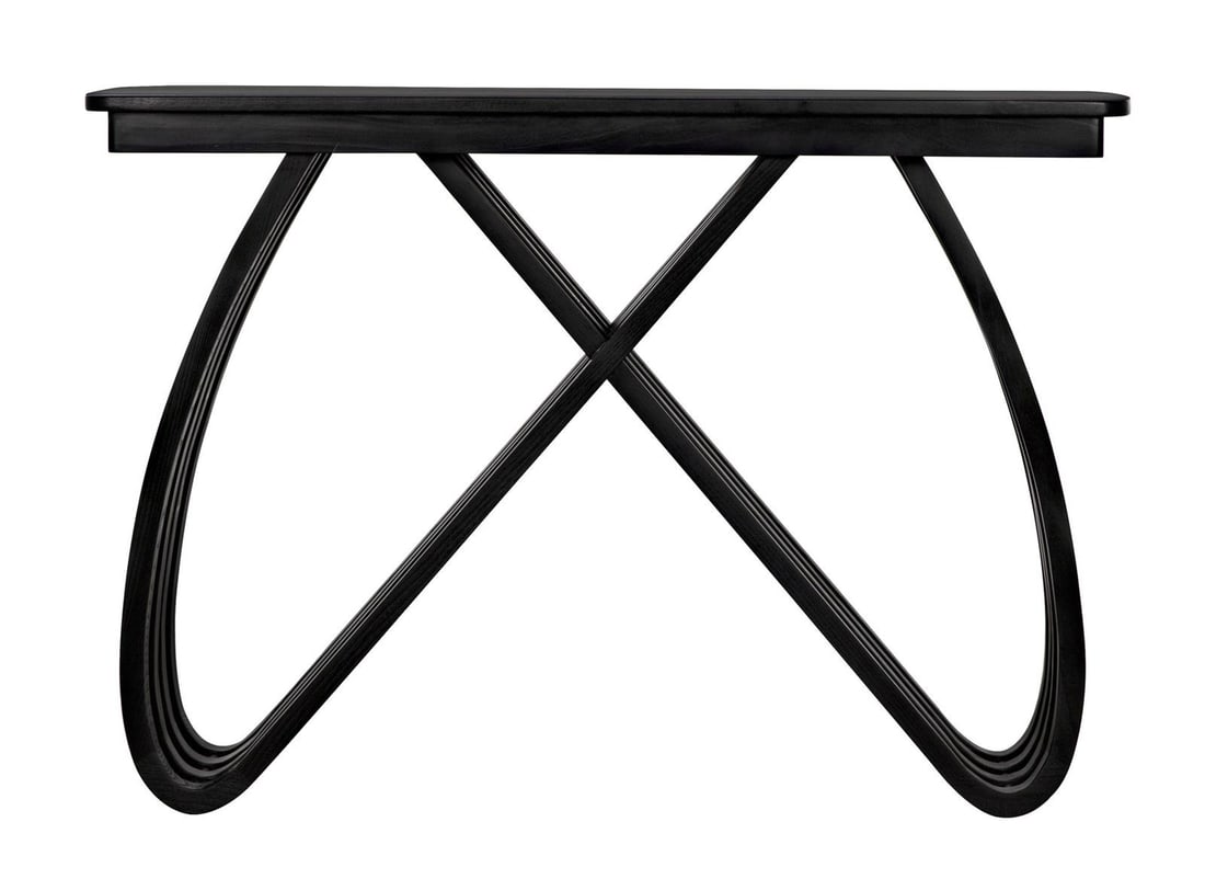 Noir Infinity Console Table Charcoal Black Mindi Sungkai 36H 51W 16D (1 of 10)