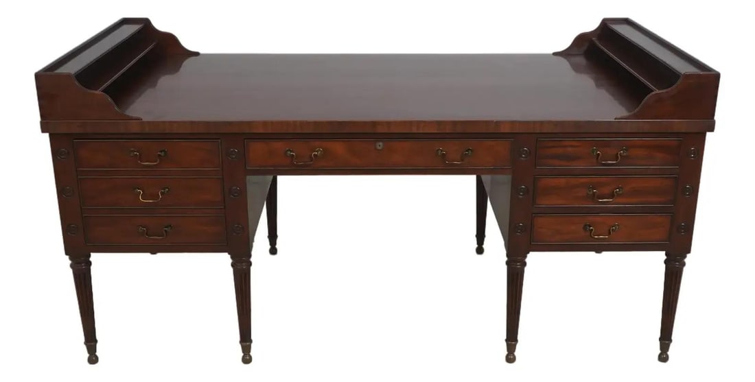 Mahogany Executive Desk in George Washington Style with Brass Capped Feet (1 of 10)