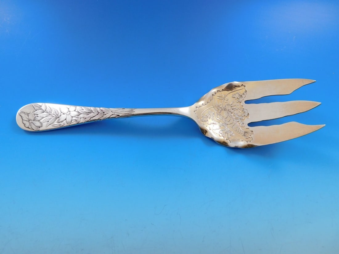 Gorham Knickerbocker Etched Sterling Silver Fish Serving Fork with Lobsters 8 7/8" (1 of 7)