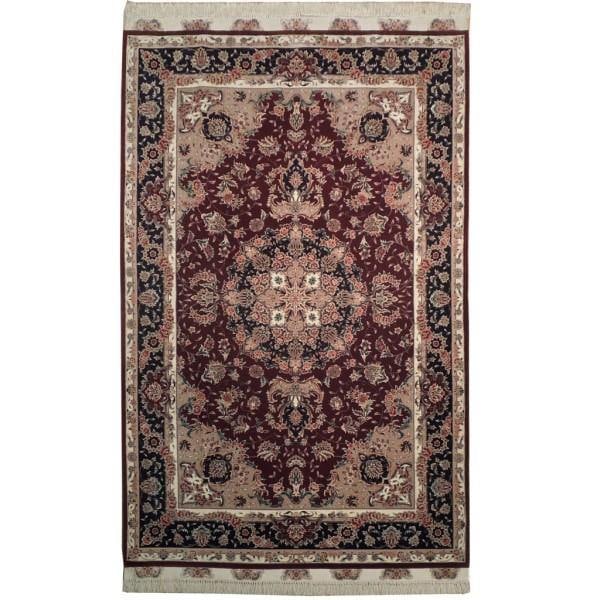 6.2 x 9.10 Hand-knotted Wool Silk Rug Burgundy Black 200 KPSI: 6.2 x 9.10 Hand-knotted Wool Silk Rug Burgundy Black 200 KPSI Free continental US Shipping Luxurious and finely crafted, this hand-knotted rug features a sophisticated burgundy and black color palette