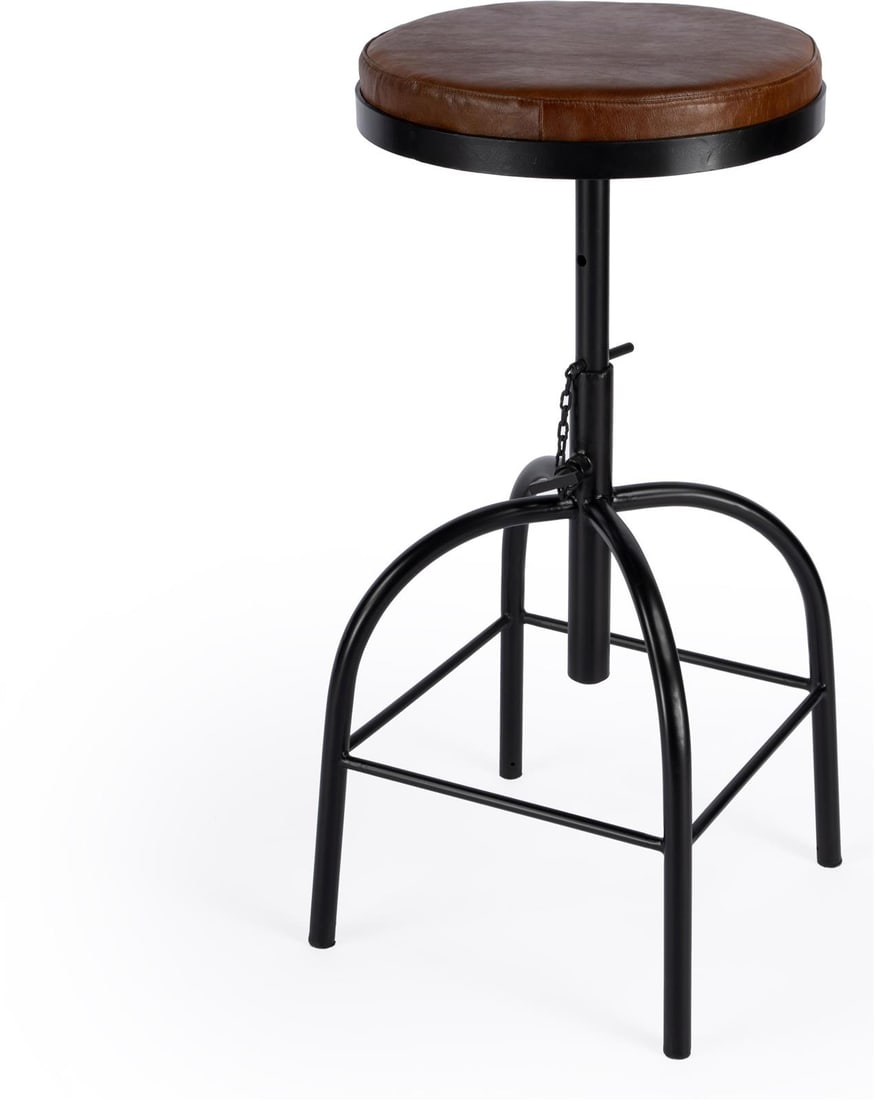 Butler Clyde Bar Stool Iron Frame Transitional Style Medium Brown (1 of 9)