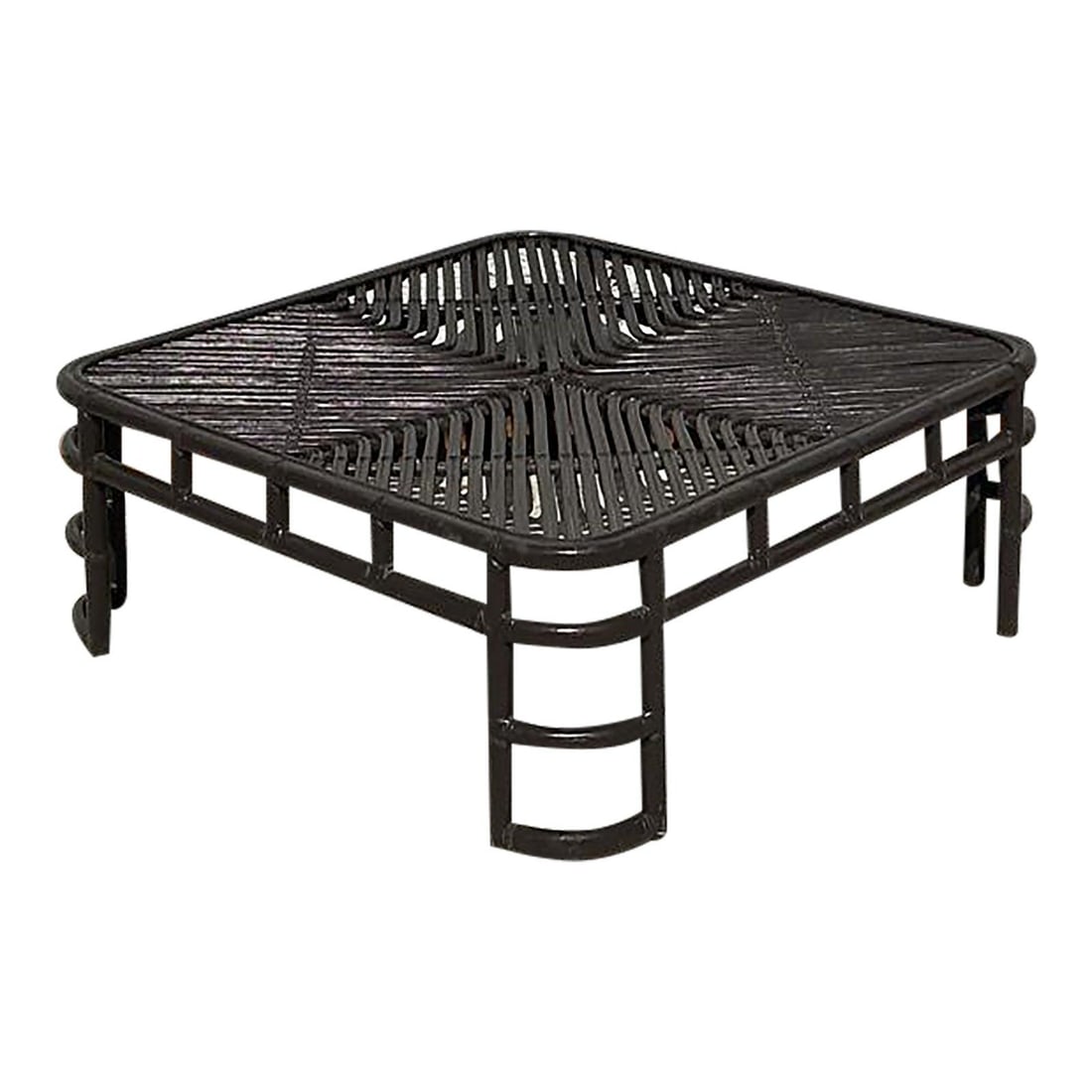 Vintage Rattan Coffee Table by Henry Olko with Glass Top (1 of 8)