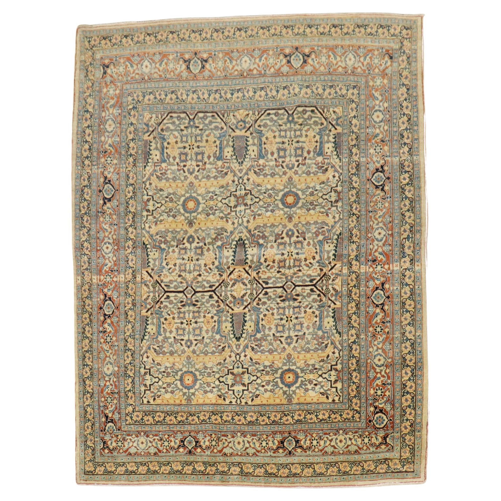 Antique Hadji Jalili Persian Tabriz Rug 19th Century Wool Cotton 51 x 66 (1 of 9)