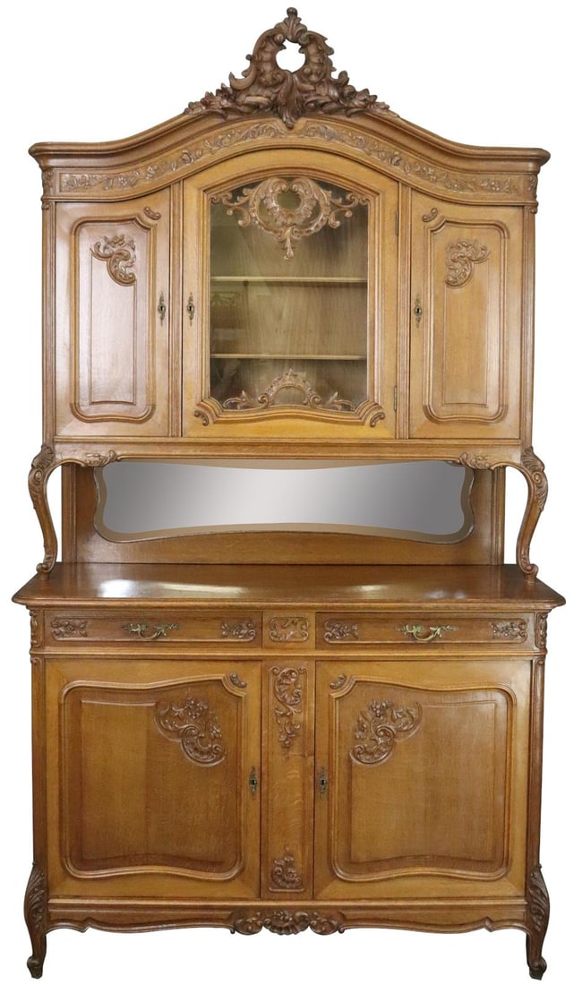 Antique Louis XV Rococo Oak Buffet Chestnut Finish 1900 (1 of 18)