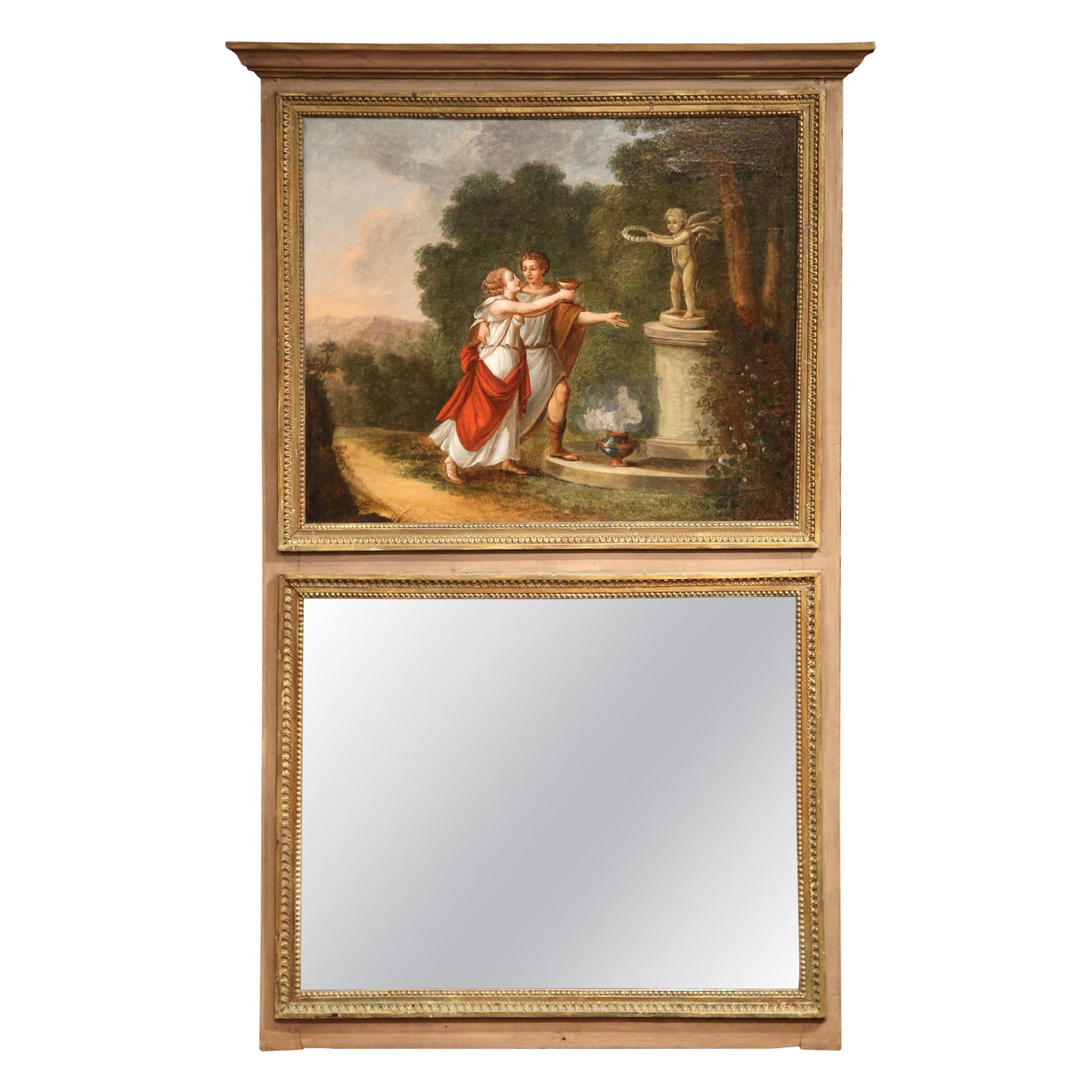 19th Century French Trumeau Mirror with Hand-Painted Mythological Scene (1 of 6)