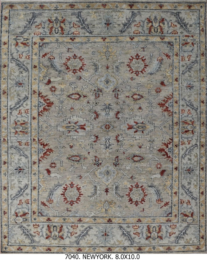 8.2 x 10 Handmade Wool Oushak Zigler Rug in Gray (1 of 6)