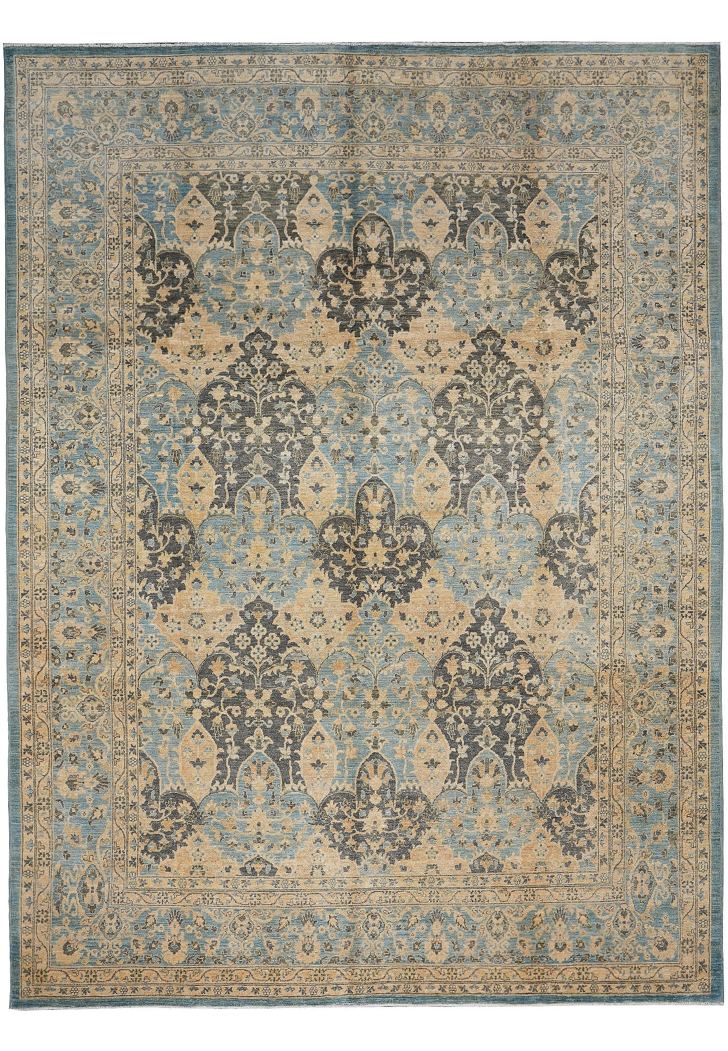 9 x 12 Natural Wool Hand-Knotted Zigler Chobi Peshawar Rug Pakistan: 9 x 12 Natural Wool Hand-Knotted Zigler Chobi Peshawar Rug Pakistan Free continental US Shipping This 9 x 12.1 area rug is hand-knotted from natural wool and features the classic Zigler Chobi Peshawar