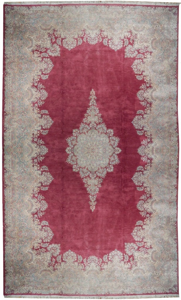 Large Red Antique Persian Kerman Rug 13' x 25' Handcrafted Wool (1 of 6)