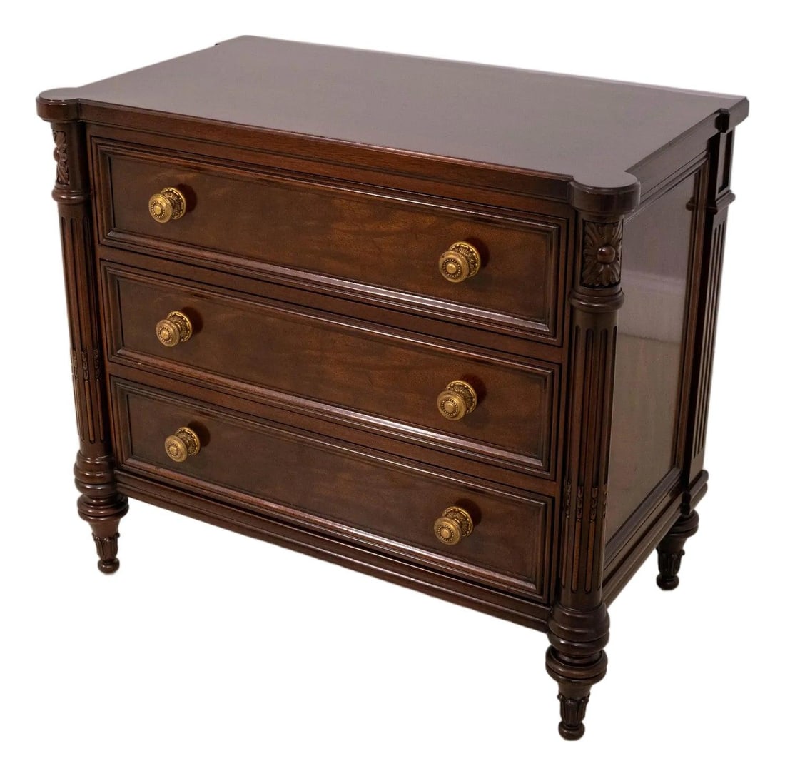 Mahogany Three Drawer French Style Chest with Brass Hardware (1 of 10)