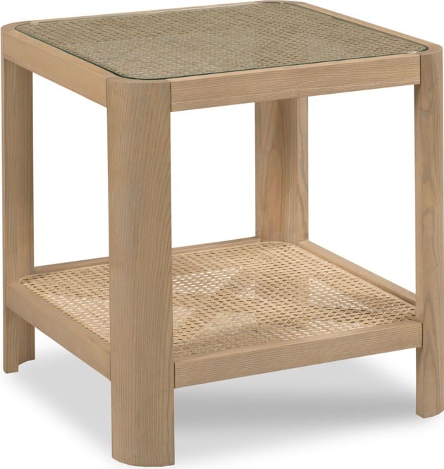 Woodbridge Salton Traditional Square Side Table with Cane Shelf (1 of 5)