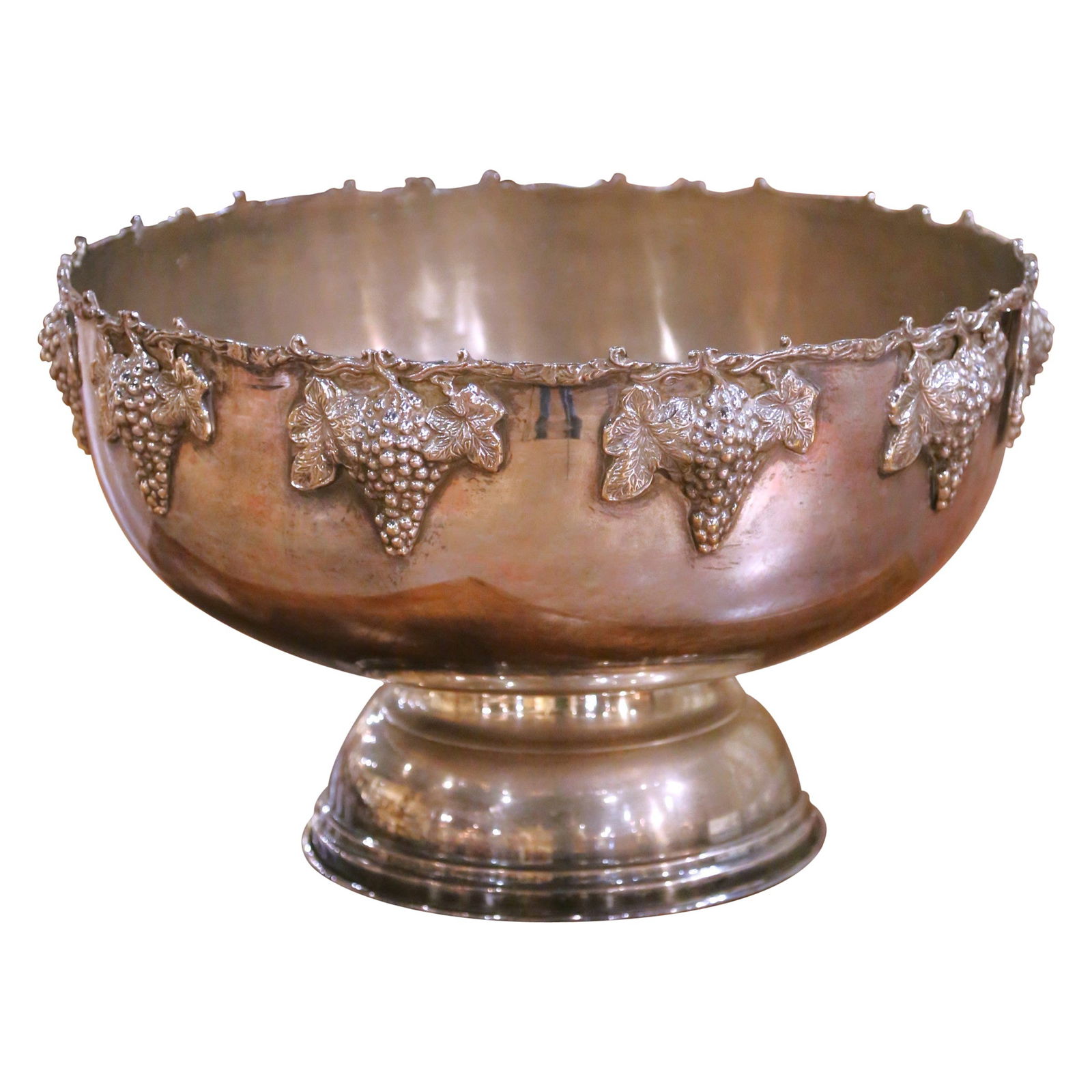 French Silver Plate Wine Cooler with Repousse Grapes Circa 1960 (1 of 8)