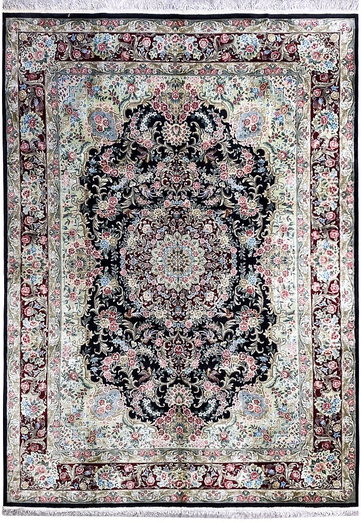 9' x 12' Persian French Handmade Bamboo Silk Area Rug: 9' x 12' Persian French Handmade Bamboo Silk Area Rug Free continental US Shipping Experience the luxury of this exquisite 9' x 12' Persian French Handmade Rug crafted from bamboo silk. This stunning