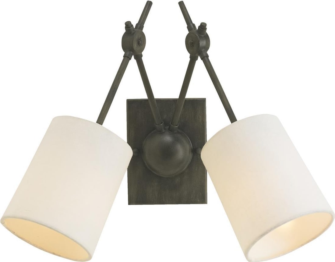Currey Cupertino Wall Sconce Contemporary Black Iron with White Shade (1 of 5)
