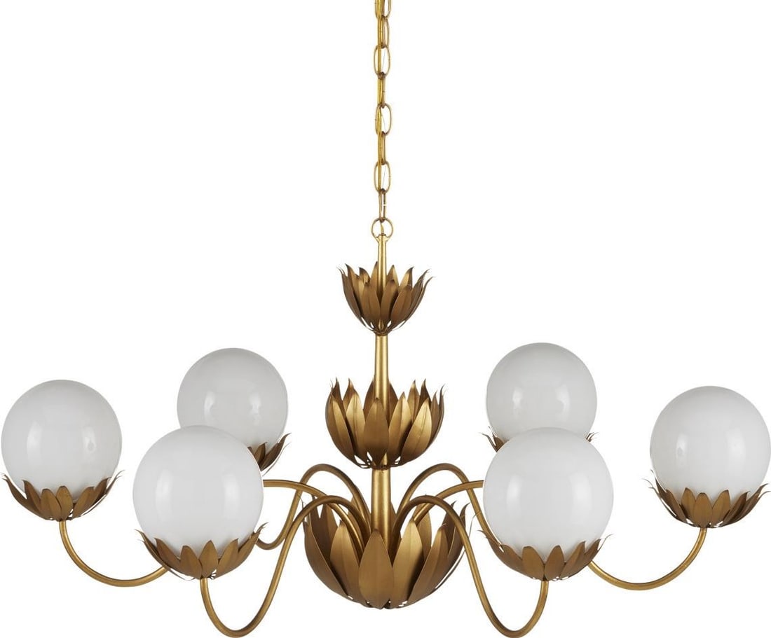 Currey Mirasole Gold Chandelier Adjustable Hollywood Regency Style (1 of 6)