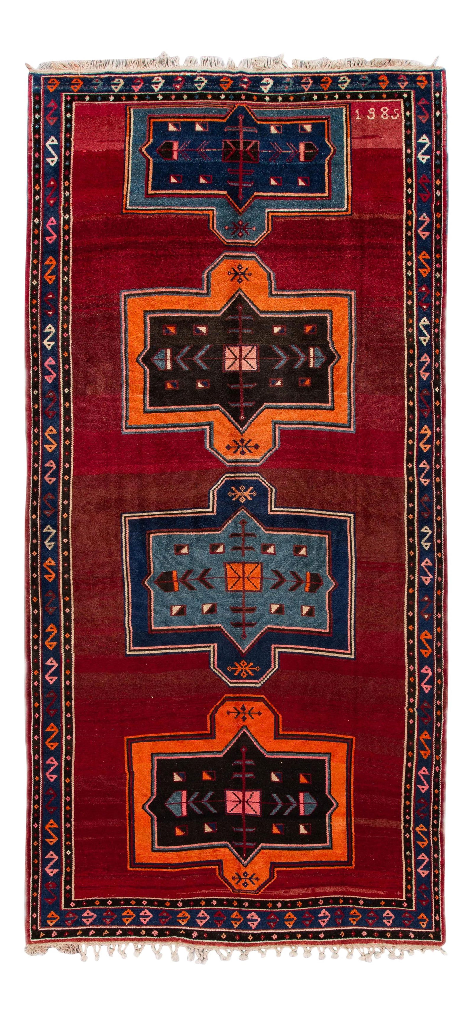 Vintage Turkish Wool Runner Red Tribal Design 7'7" x 15'9" (1 of 9)