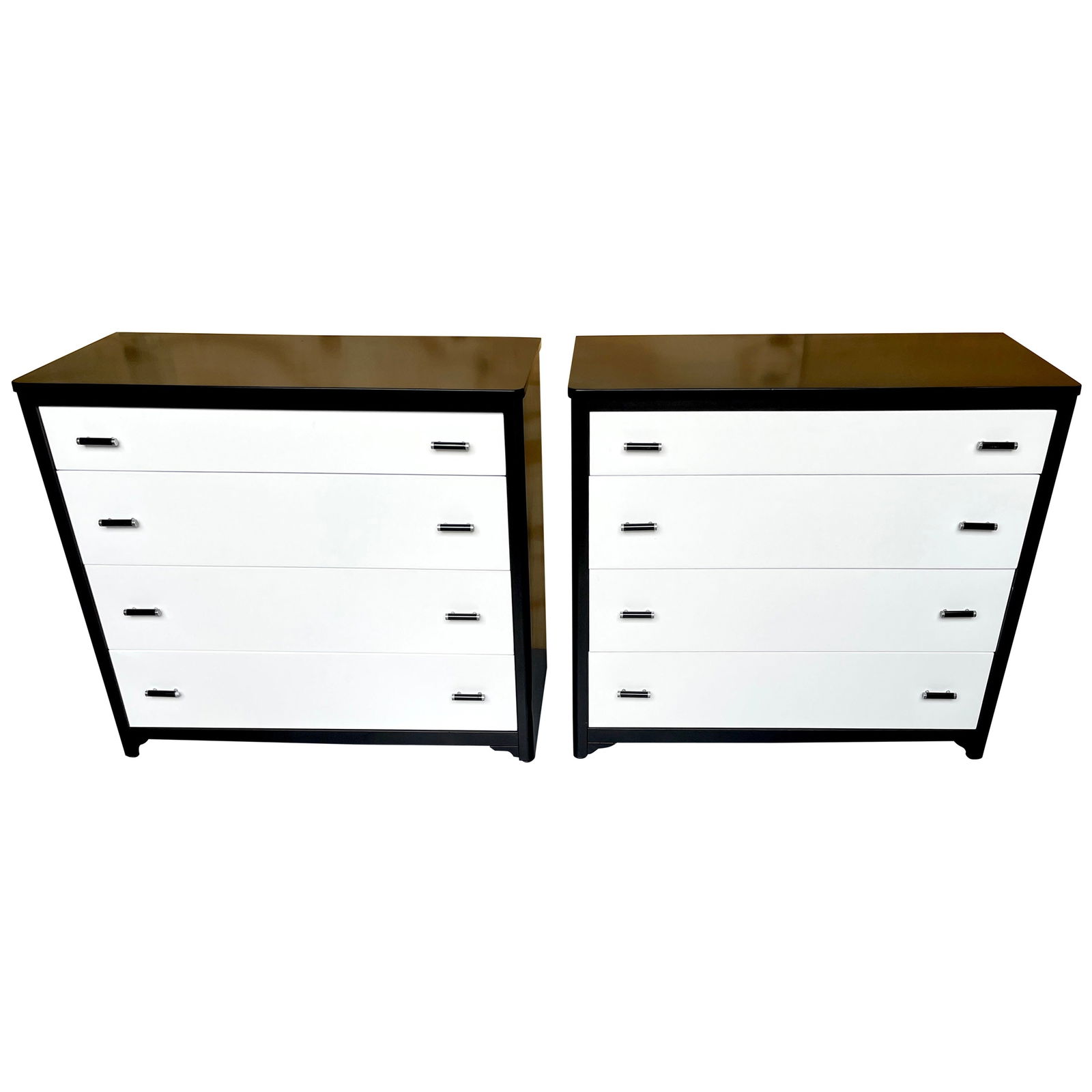 Restored Pair of Moderne Black White Lacquered Steel Chests by Norman Bel Geddes (1 of 12)