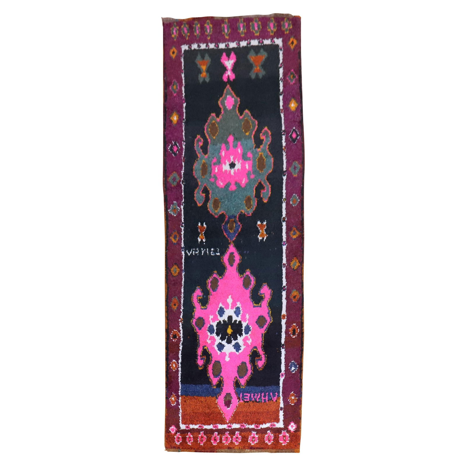 Hand-Woven Wool Bohemian Runner Rug 3'3" x 9'7" from Turkey (1 of 8)