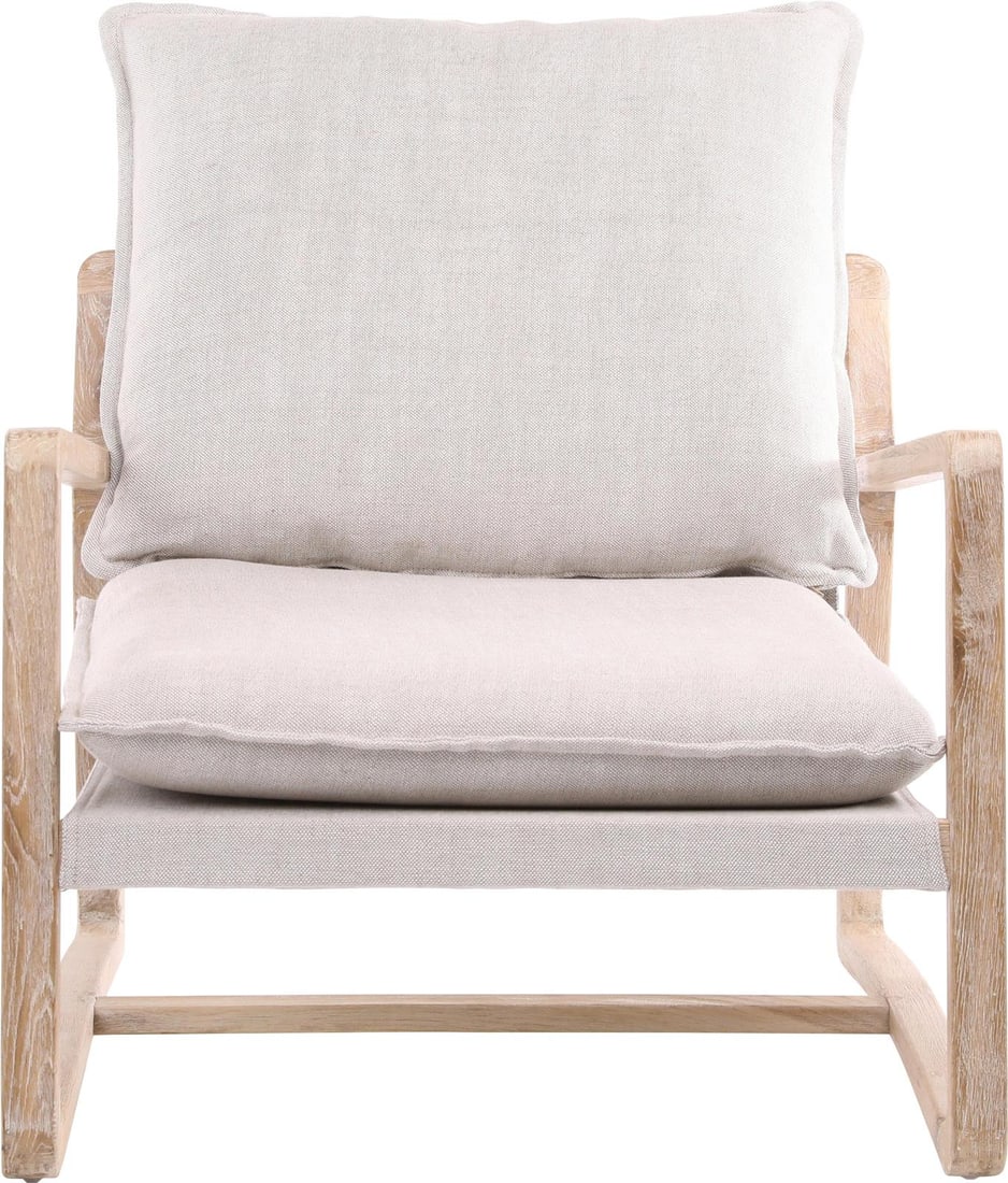 Gabe Occasional Chair in Light Sand Upholstery with Oak Frame: Gabe Occasional Chair in Light Sand Upholstery with Oak Frame Introducing the Comfortable Gabe Chair, a stunning addition to your living space with its vintage-inspired design. This chair features a l