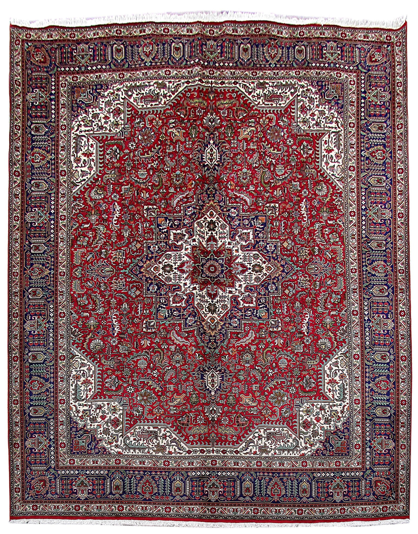 Handmade 9'10 x 12'8 Red Persian Tabriz Area Rug (1 of 6)