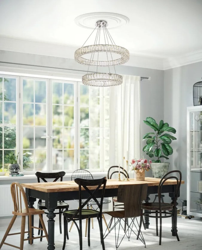 Elegant Modern Chrome 28in LED Crystal Chandelier MONROE for Dining Room Foyer (1 of 8)