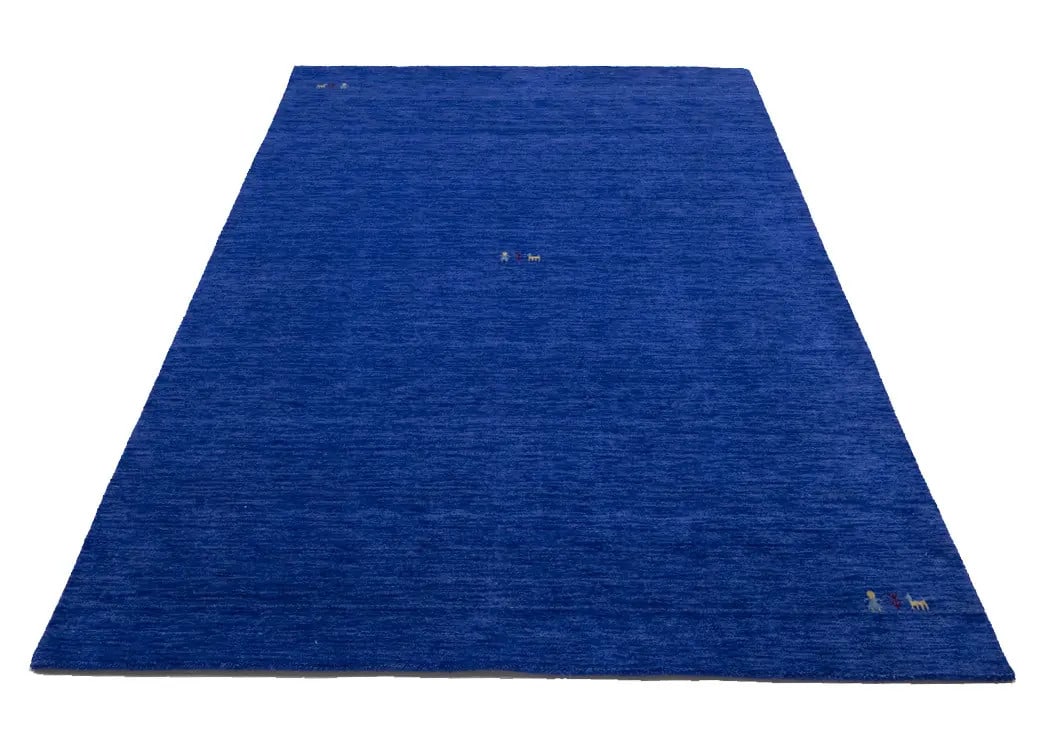 Royal Blue Pictorial Gabbeh Wool Rug 6'1 x 8'10 Handmade Modern Area Carpet (1 of 10)