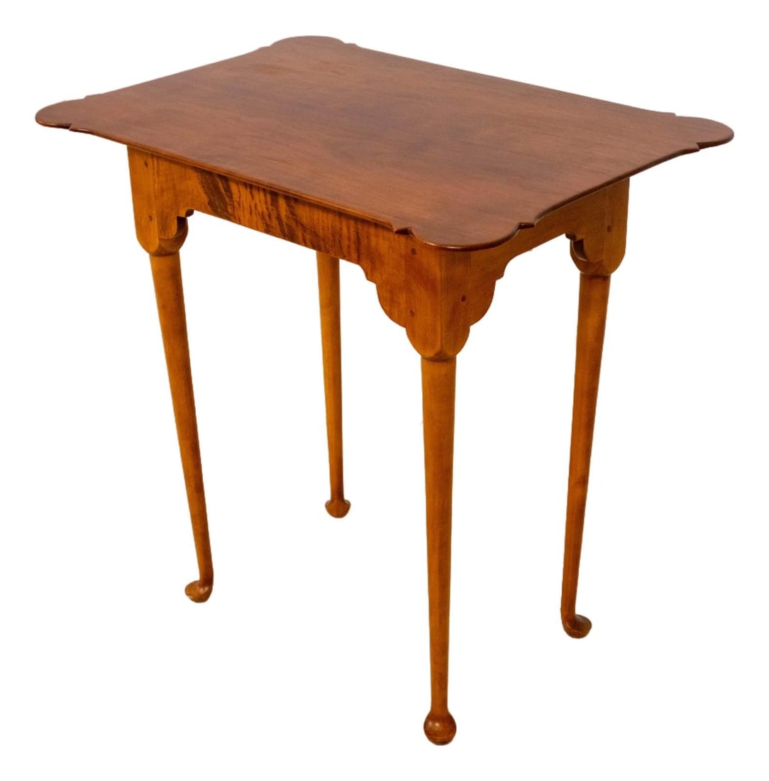 Cherry and Tiger Maple Chippendale Porringer Table by Dr Dimes (1 of 10)