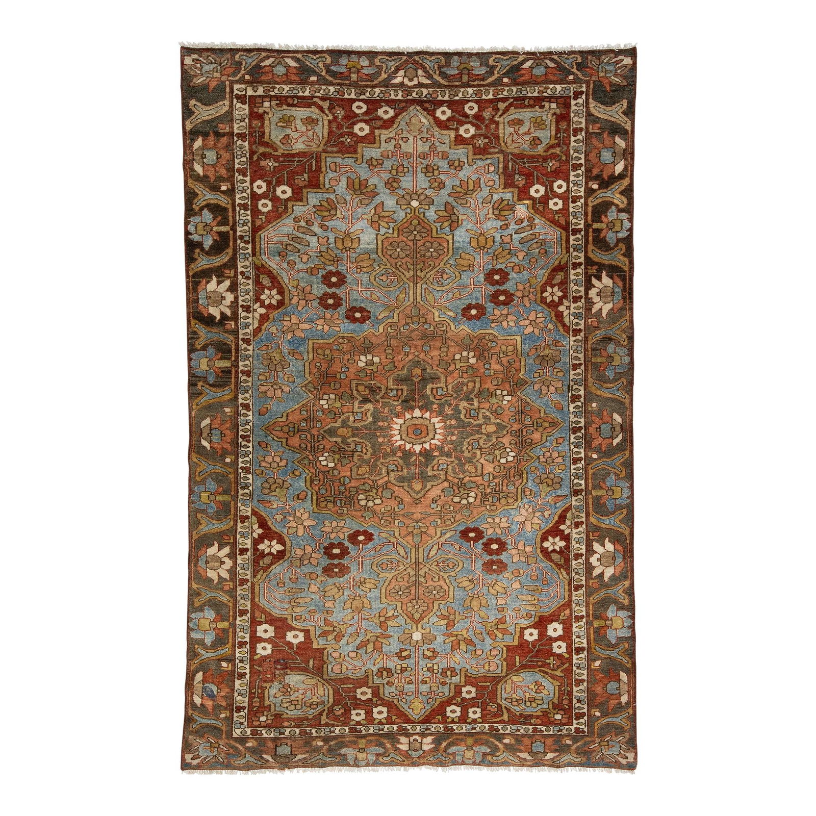 Handmade Persian Bakhtiari Wool Rug Blue Medallion Design (1 of 10)