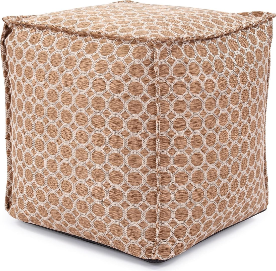 Howard Elliott Gold Square Pouf Ottoman Transitional Style (1 of 5)