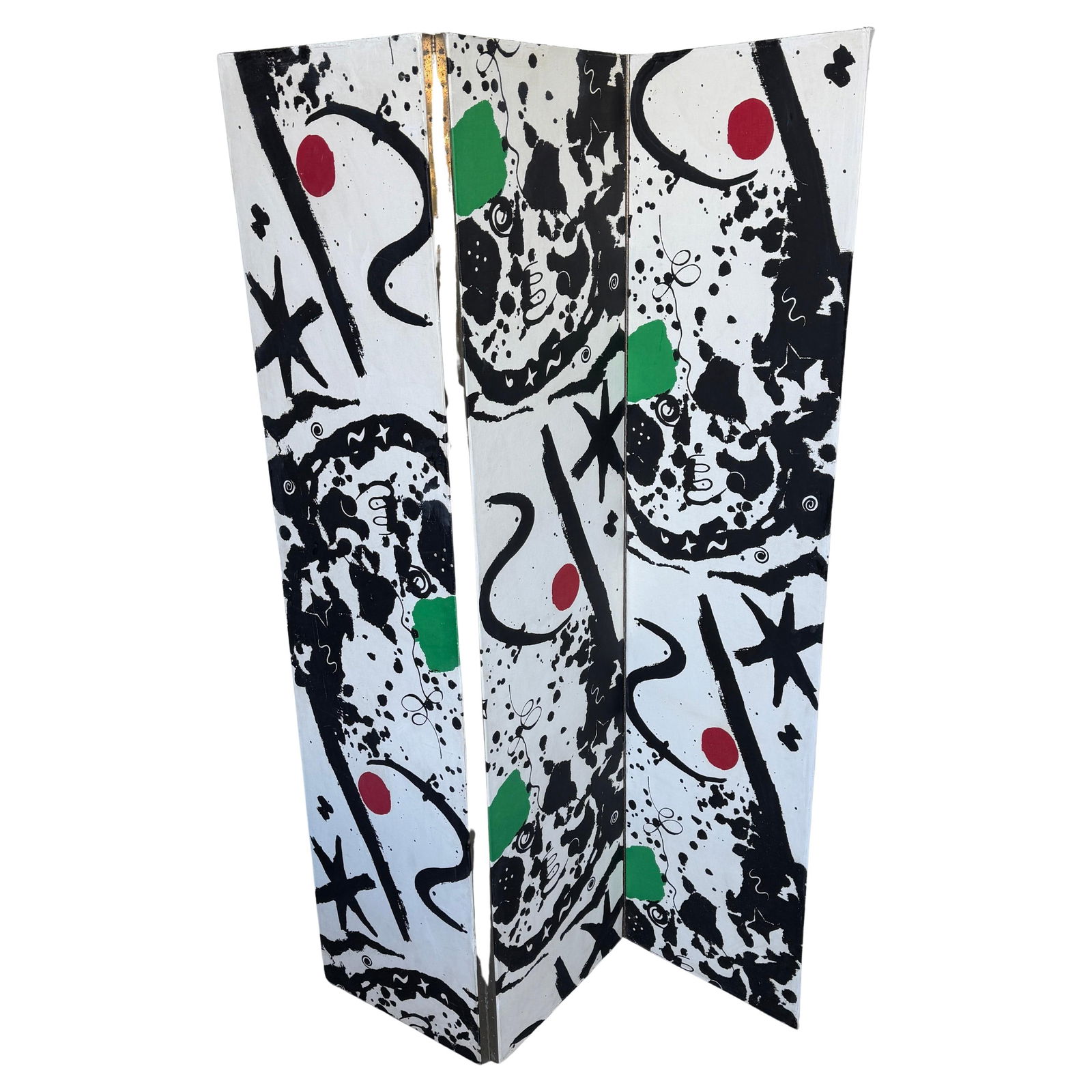 Three-Panel Folding Screen with Splotchy Design by Calder for Laverne International (1 of 12)