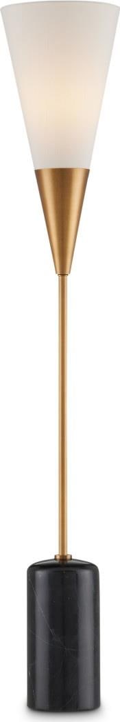 Currey Martini Table Lamp Black Marble 37H Off-White Shade (1 of 5)