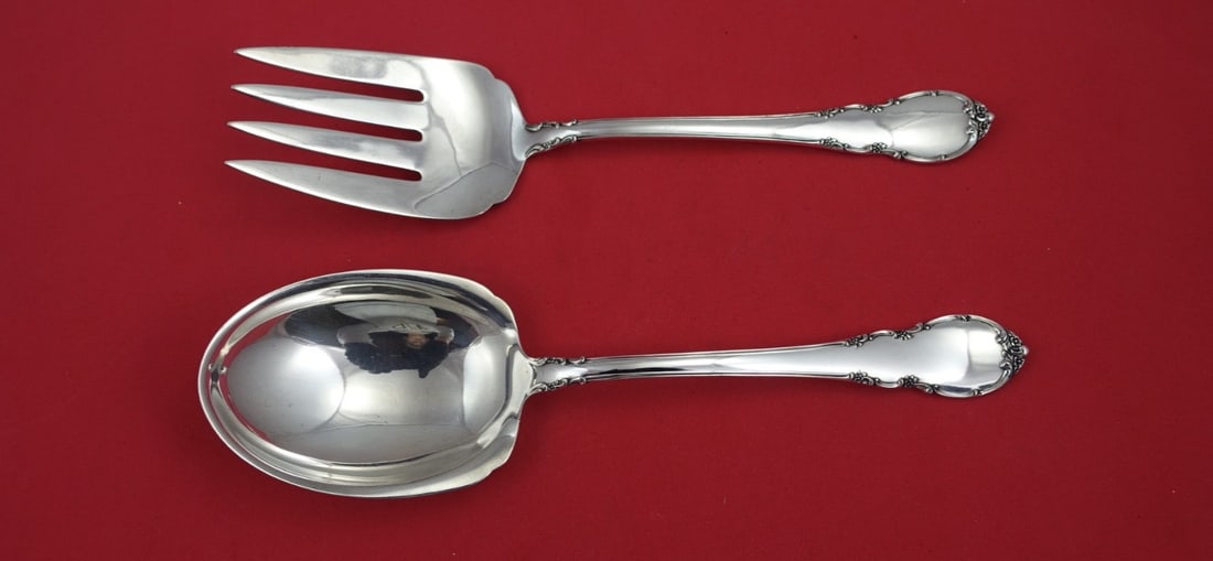 Dominick & Haff New King Sterling Silver Salad Serving Set 8 3/4": Dominick & Haff New King Sterling Silver Salad Serving Set 8 3/4" Elevate your dining experience with this exquisite salad serving set from Dominick & Haff, crafted in the renowned New King pattern. M