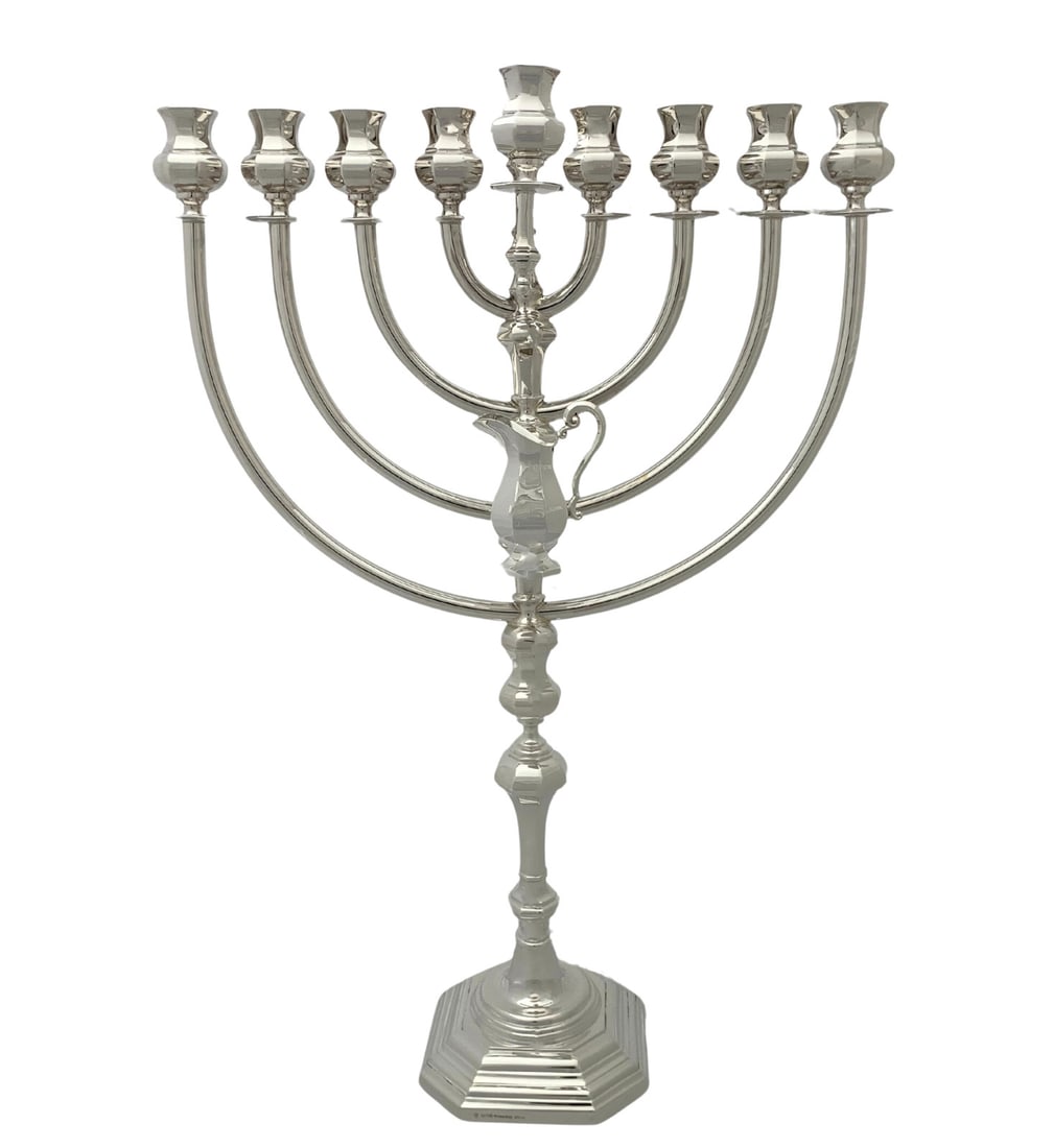 Topazio 925 Sterling Silver Handmade Modern Chanukah Menorah 24 Inches (1 of 3)