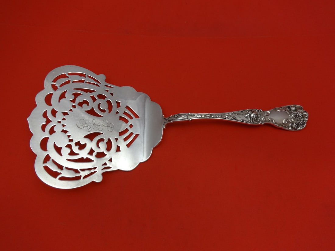 Mount Vernon Rose Sterling Silver Asparagus Server 10 1/4 Inch Monogrammed: Mount Vernon Rose Sterling Silver Asparagus Server 10 1/4 Inch Monogrammed This exquisite asparagus server, crafted from sterling silver, showcases the elegant 'Rose' pattern by Mount Vernon. Measurin