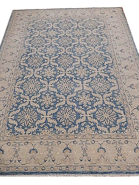 6.1 x 8 Light Blue Chobi Peshawar Hand-Knotted Wool Rug: 6.1 x 8 Light Blue Chobi Peshawar Hand-Knotted Wool Rug Free continental US Shipping Elevate your home decor with this exquisite 6' x 8' Higher Quality Chobi Peshawar Rug in a soothing light blue shad