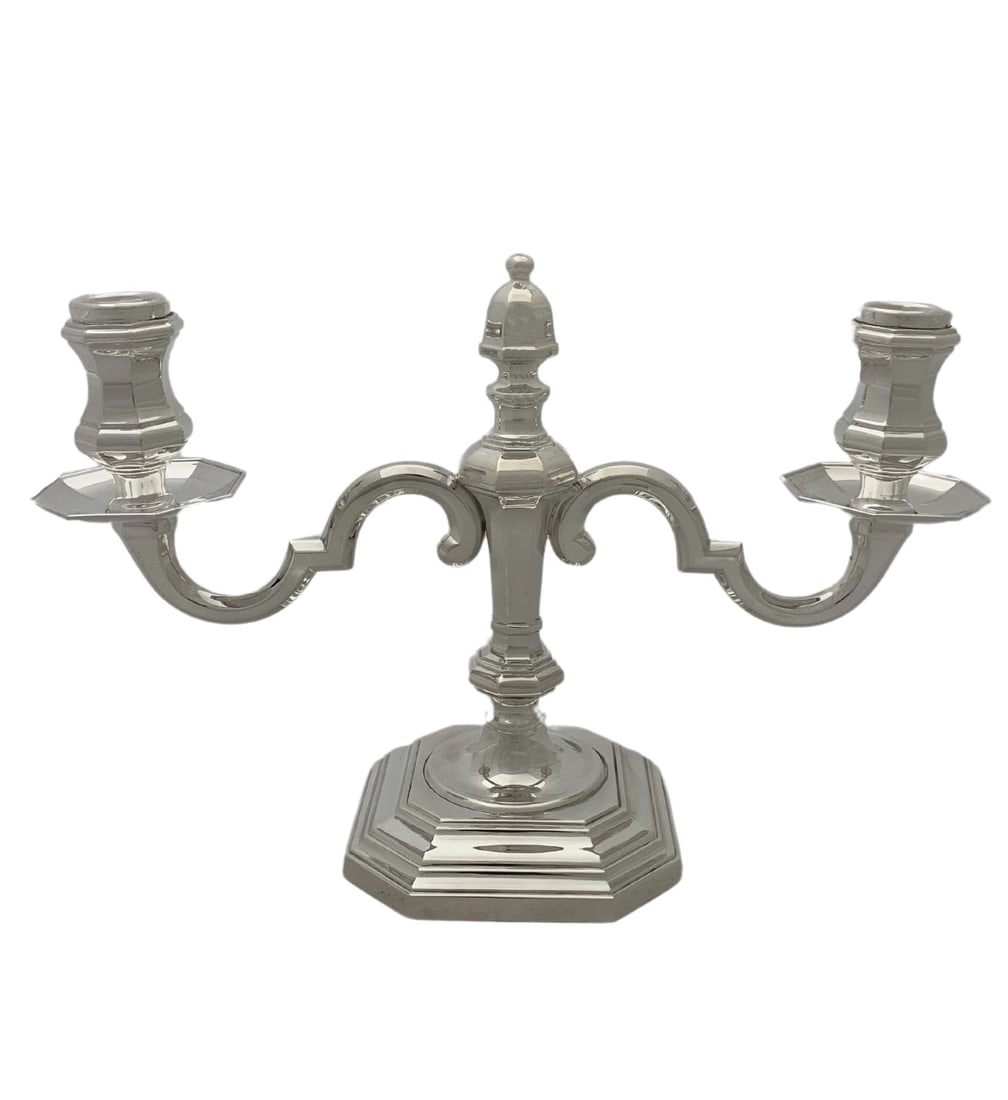 Elegant Italian 925 Sterling Silver Handmade 2 Light Candelabra (1 of 3)