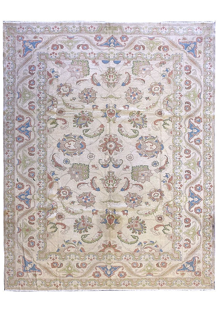 10.9 x 13.3 Oushak Handmade Rug Natural Soft Wool (1 of 11)