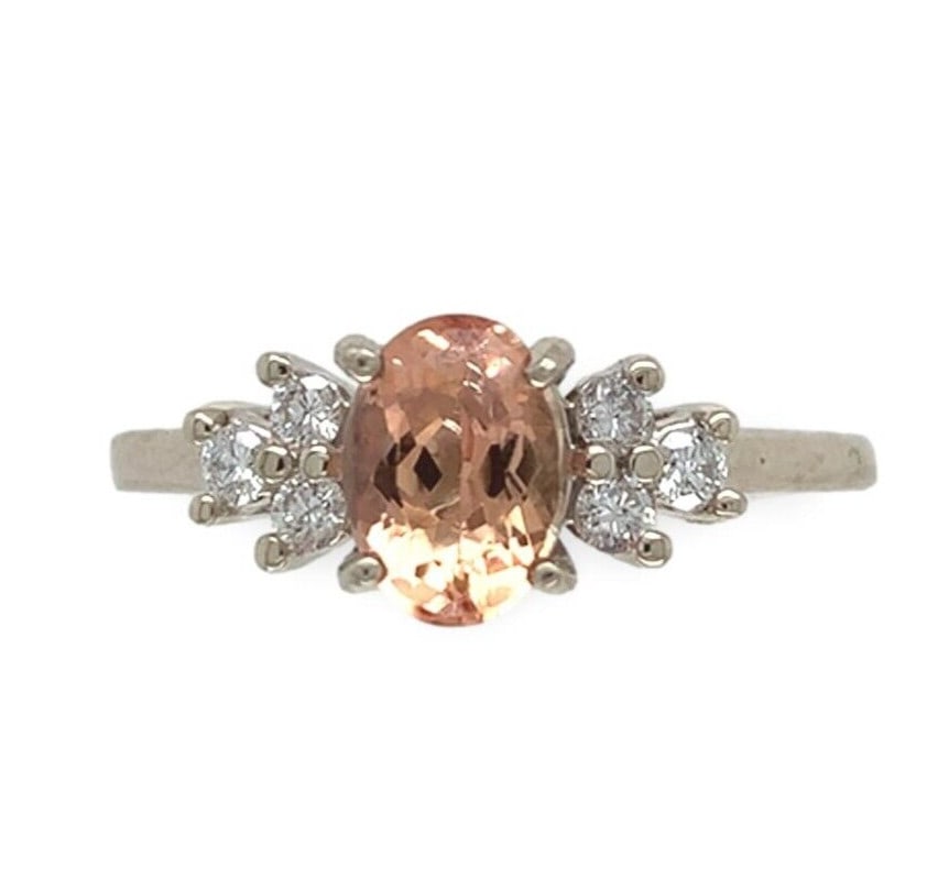 14k White Gold Oval Topaz 1.19ct Diamond Ring GIA Certified (1 of 10)