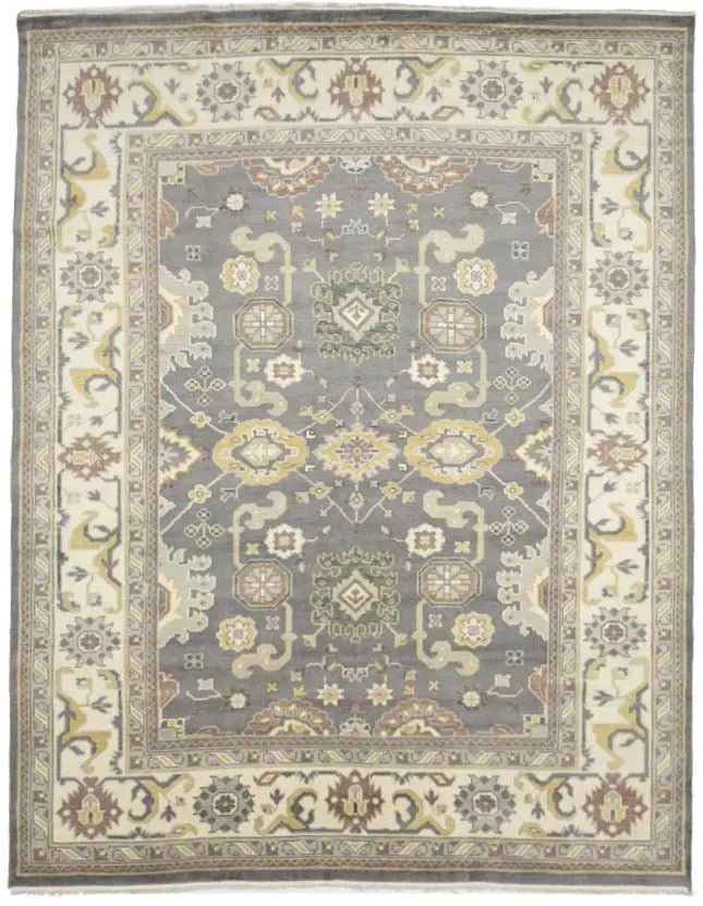 Handmade Floral Oushak Chobi Wool Rug 9'5 x 12'0 ft Eco-Friendly Transitional Design: Handmade Floral Oushak Chobi Wool Rug 9'5 x 12'0 ft Eco-Friendly Transitional Design Enhance your living space with this exquisite Handmade Floral Oushak Chobi rug, measuring 9'5" x 12'0". Crafted in