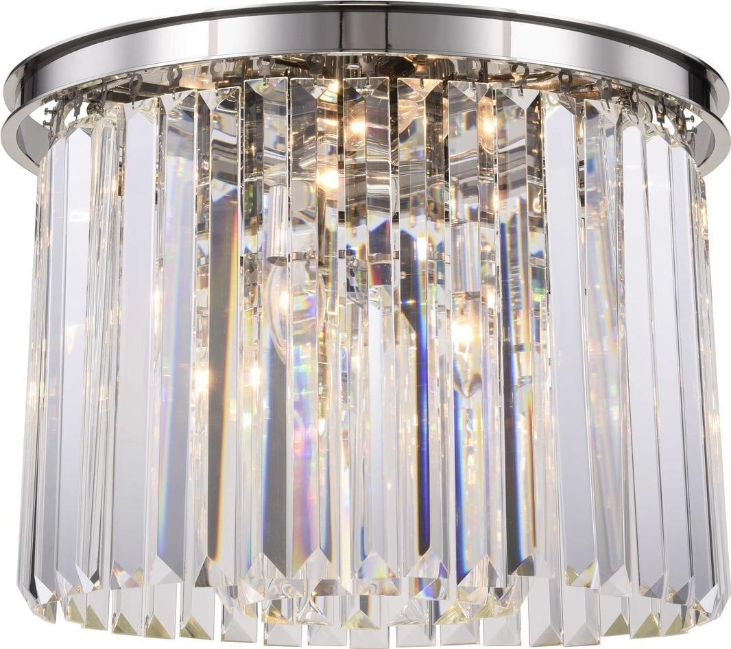 Sydney Collection Flush-Mount Ceiling Light with Polished Nickel Finish: Sydney Collection Flush-Mount Ceiling Light with Polished Nickel Finish Enhance your home with the Sydney Ceiling Light, a perfect blend of classic and contemporary charm. This flush-mount ceiling lig