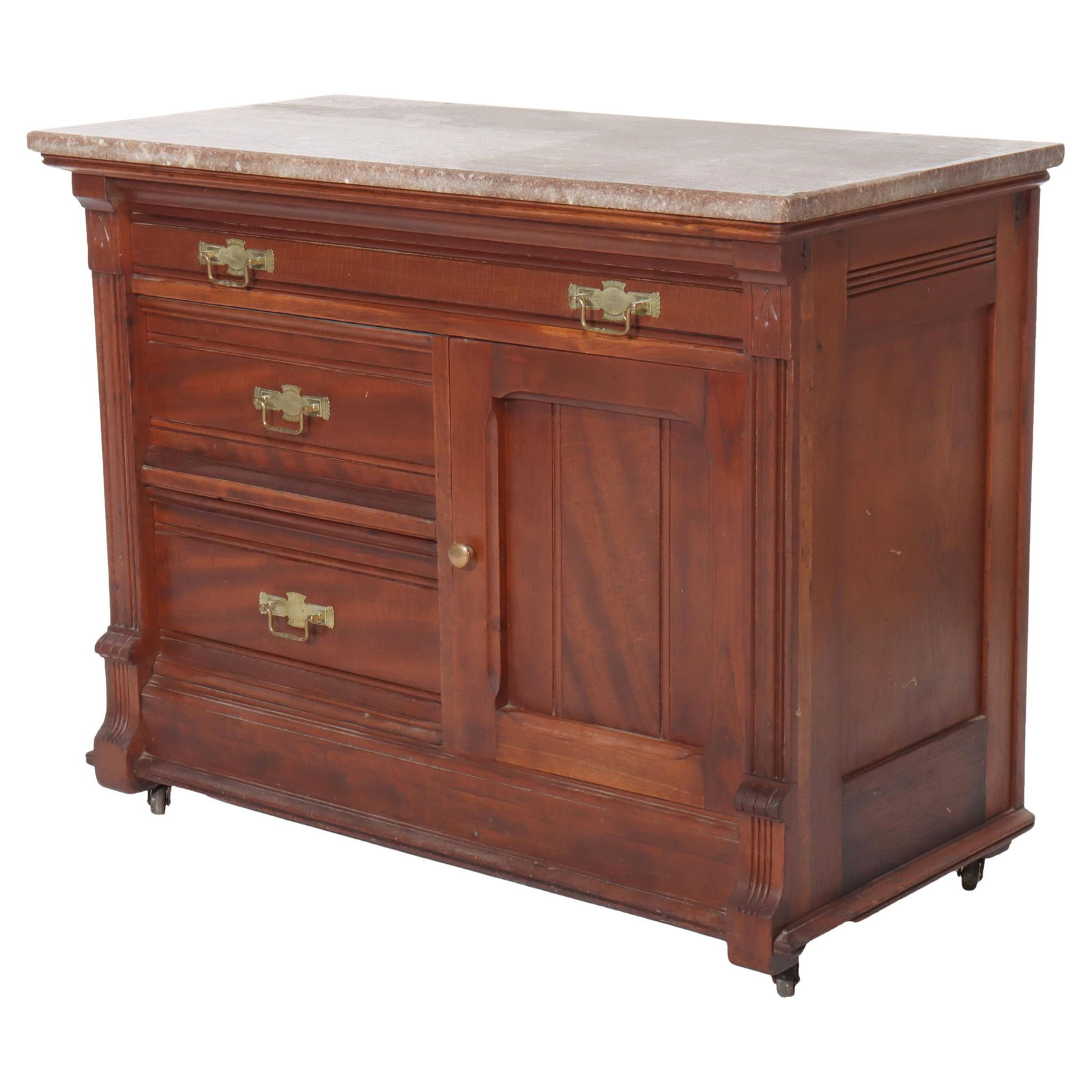 Antique Eastlake Walnut Burl Marble Top Washstand 19th Century (1 of 8)