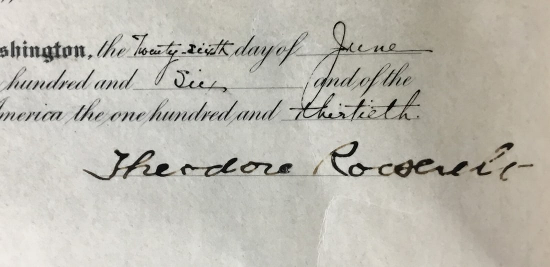 Theodore Roosevelt Signed Appointment Document Custom Frame JSA Authenticated - 5