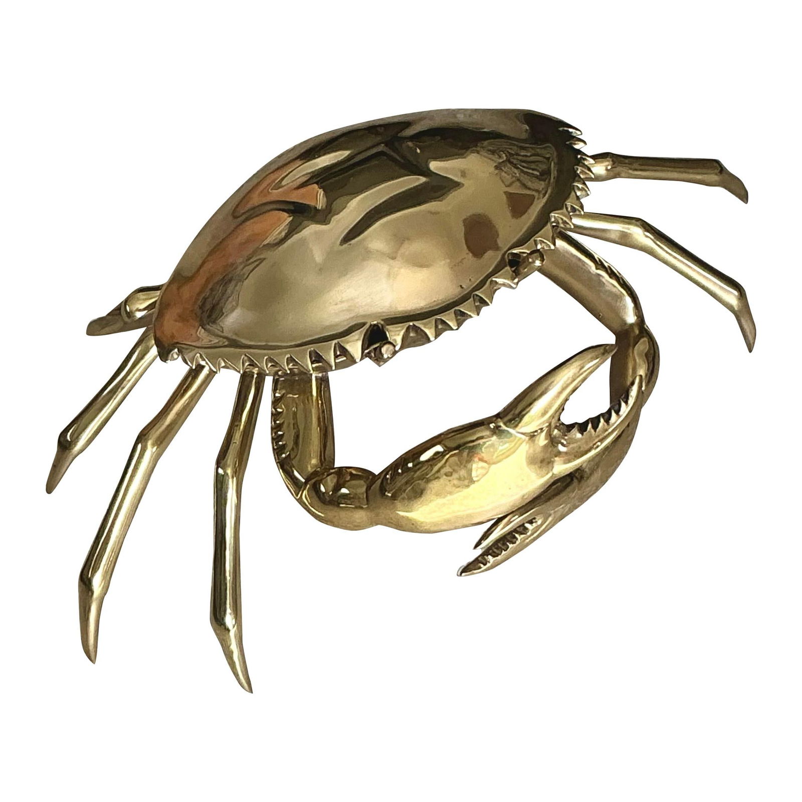 Vintage Coastal Monumental Polished Brass Crab Nautical Decor (1 of 6)