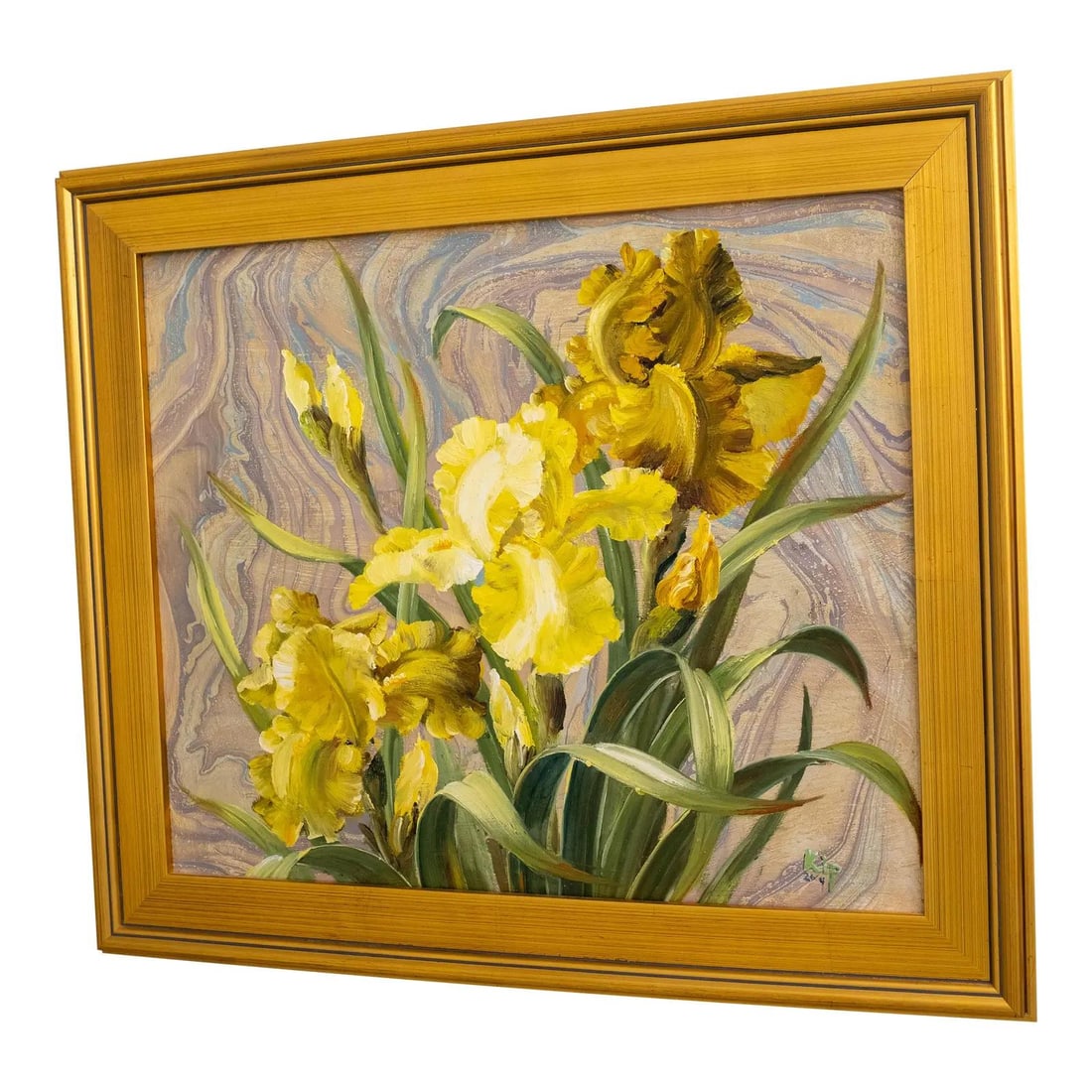 Kip 2004 Abstract Still Life Oil Painting Yellow Flowers: Kip 2004 Abstract Still Life Oil Painting Yellow Flowers This captivating abstract still life painting features bold colors and deft strokes that beautifully depict wild growing flowers, likely yellow