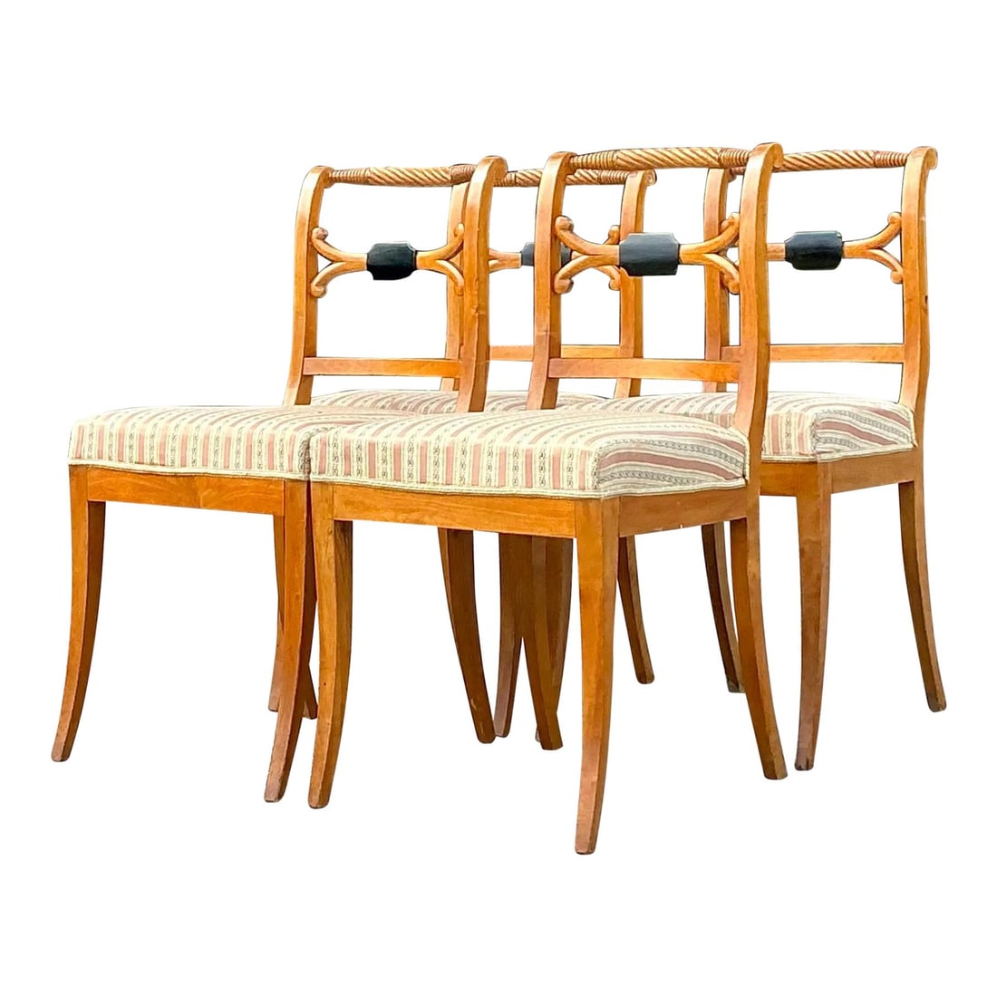 Vintage Swedish Biedermeier Dining Chairs Set of 4 Boho Style (1 of 10)