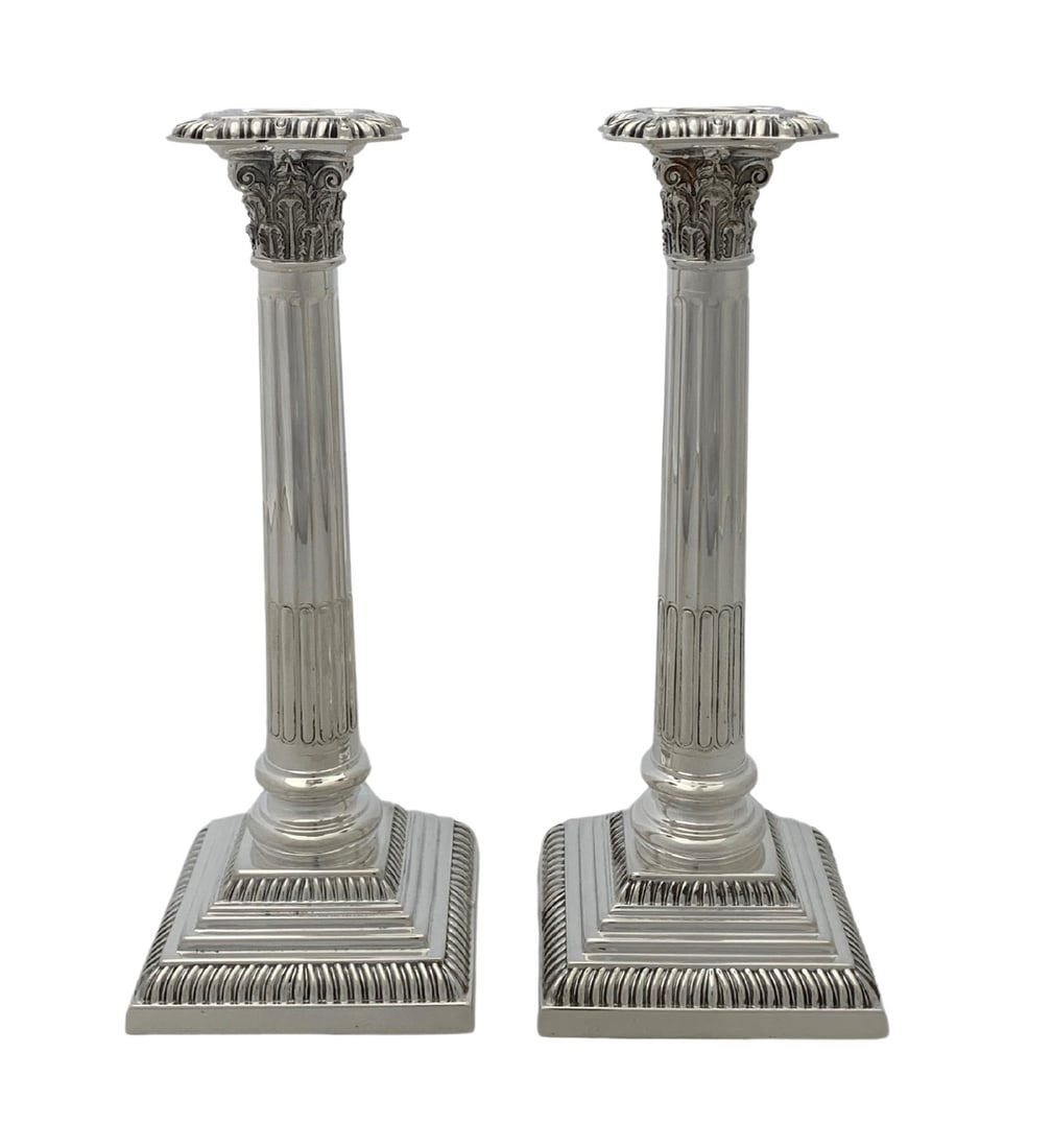 Antique Italian C.D. Peacock 925 Sterling Silver Candlesticks Pair 10.50 Inches (1 of 3)