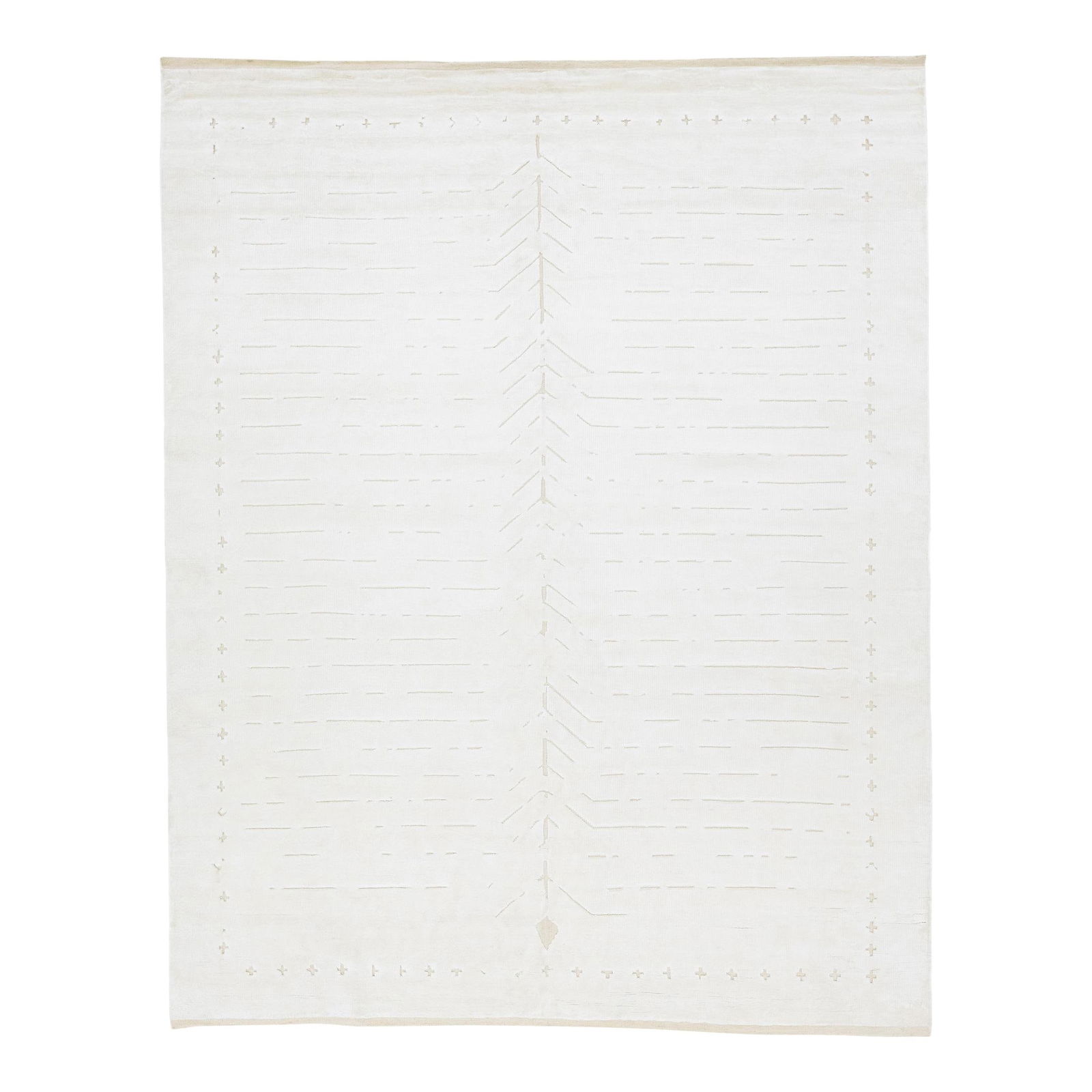 Hand-Knotted Wool Rug Moroccan Design 8'1 x 10'3 Ivory (1 of 8)