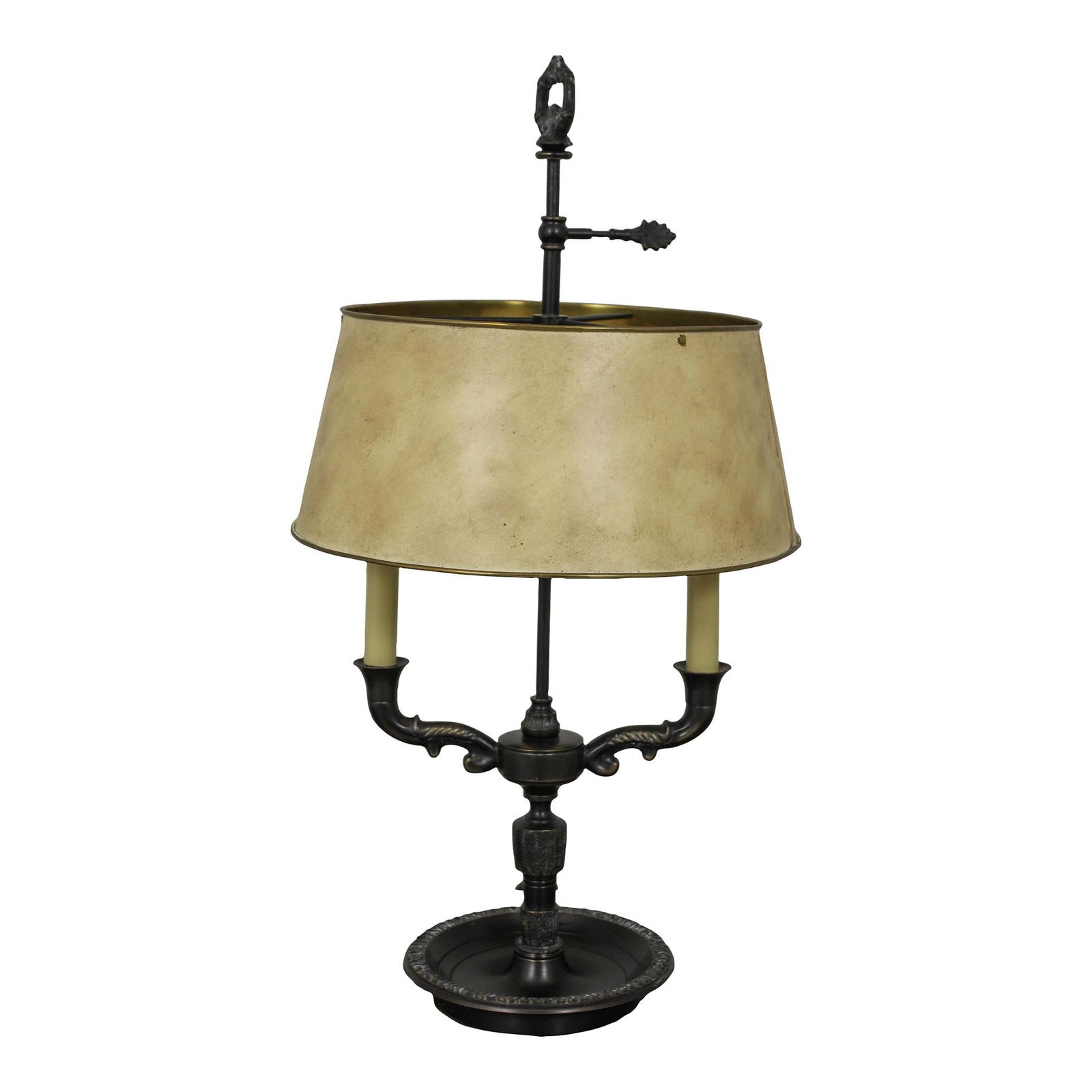 Vintage Bronze Finish Double Arm Table Lamp with Tole Shade (1 of 9)
